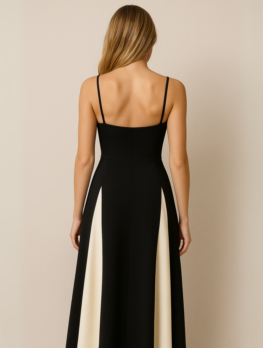 Elise | Maxi Wedding Guest Dress with Sweetheart Neckline and Colour Block