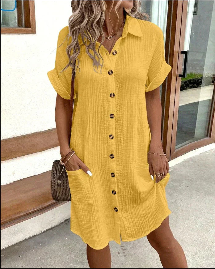 Brooklyn | Midi Shirt Dress with Front Pockets