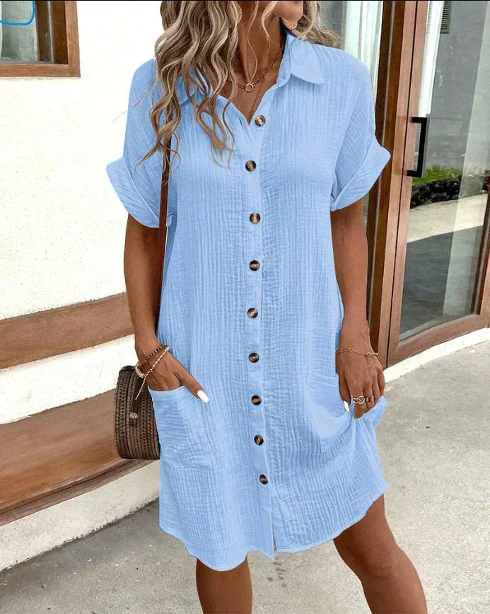 Brooklyn | Midi Shirt Dress with Front Pockets