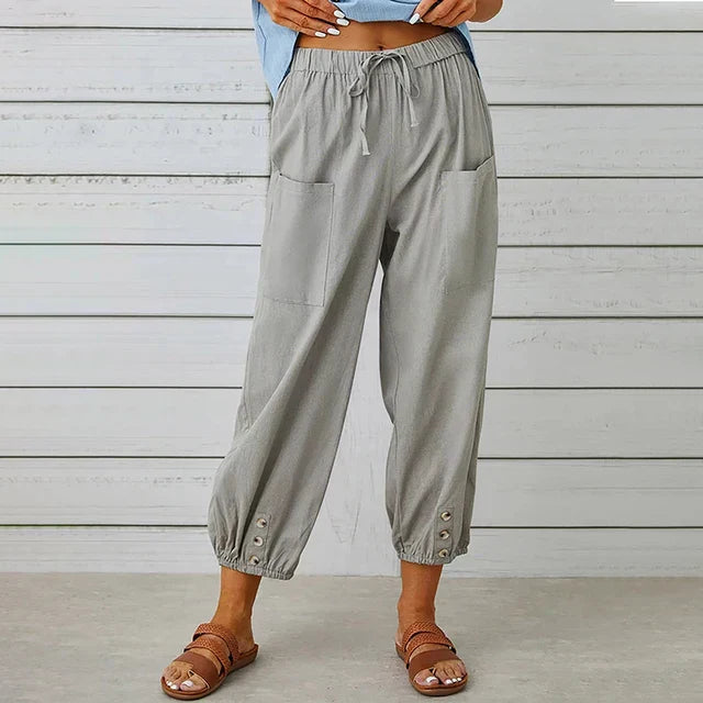 Faye | Tapered Trousers with Drawstring Waist and Patch Pockets