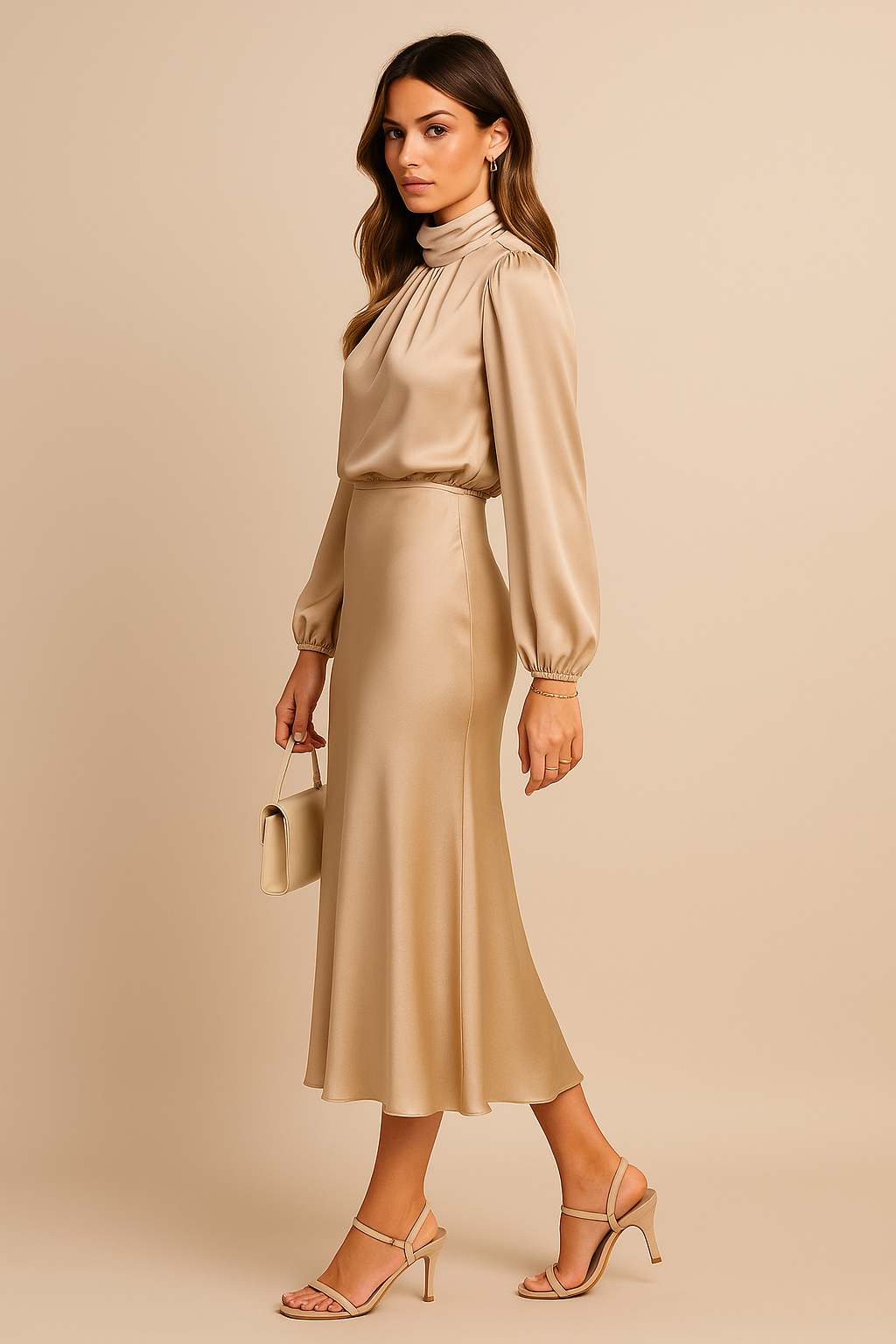 Catherine | Cocktail Midi Dress High Neck