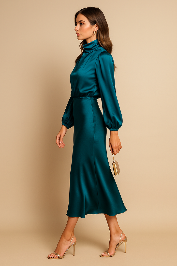 Catherine | Cocktail Midi Dress High Neck