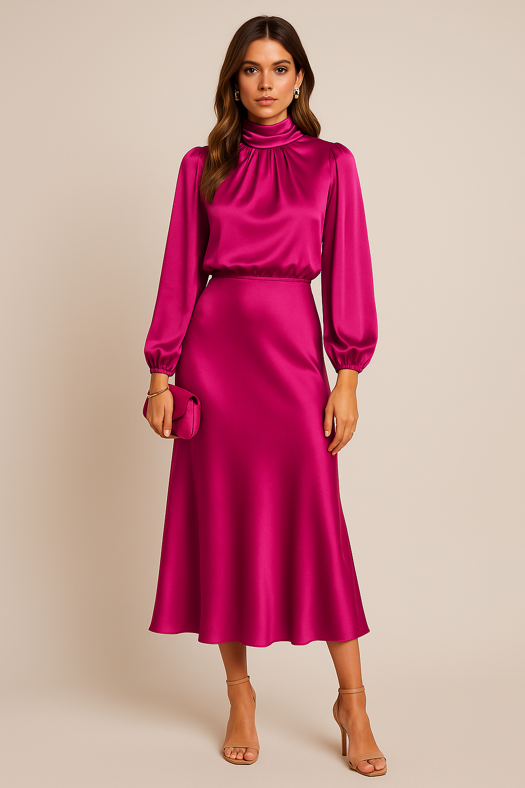 Catherine | Cocktail Midi Dress High Neck