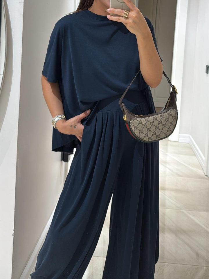 Cass | Loungewear Set with Wide Leg Trousers and Oversized Top