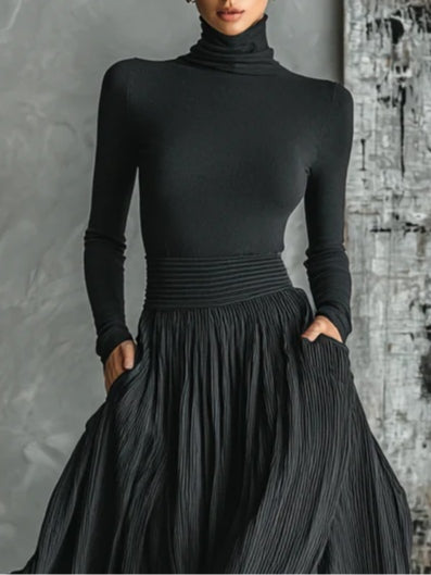Lara | Maxi Skirt with Turtleneck Top and Side Slit