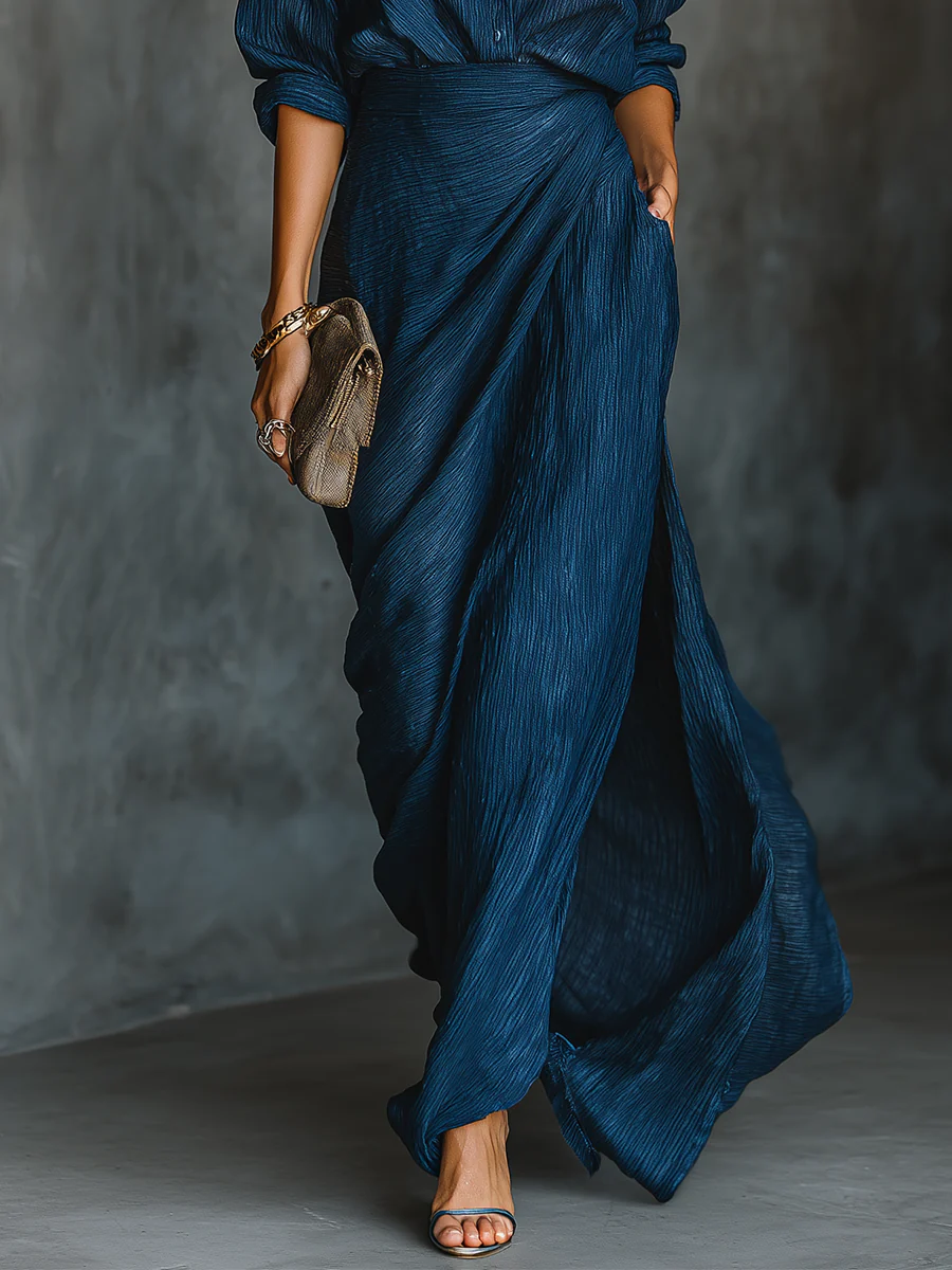 Noor | Two-Piece Maxi Skirt Set with Wrap Skirt and Oversized Shirt