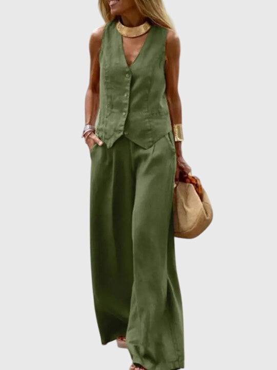 Nia | Two-Piece Set with Waistcoat and Wide-Leg Trousers