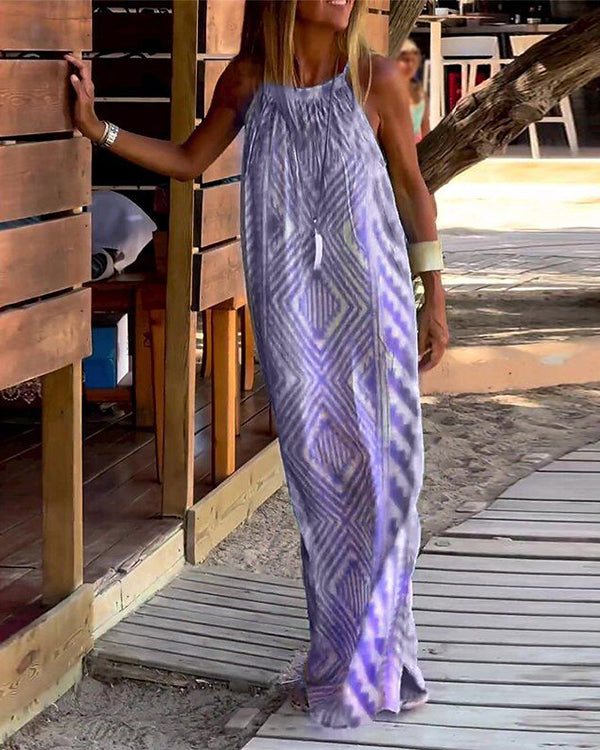 Ivy | Maxi Summer Dress with Geometric Print and Sleeveless