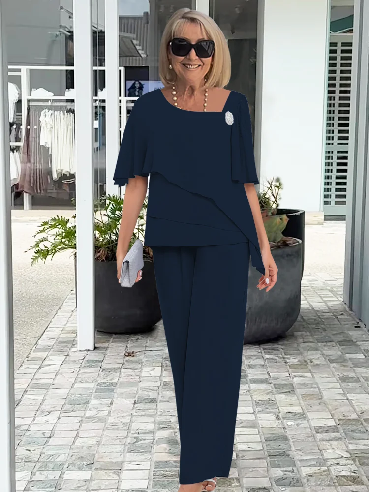 Audrey | Co-ord Set with Wide Leg Trousers and Square Neck Top