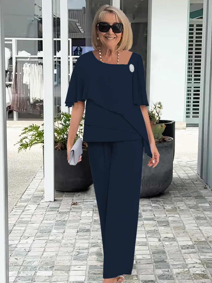 Audrey | Co-ord Set with Wide Leg Trousers and Square Neck Top