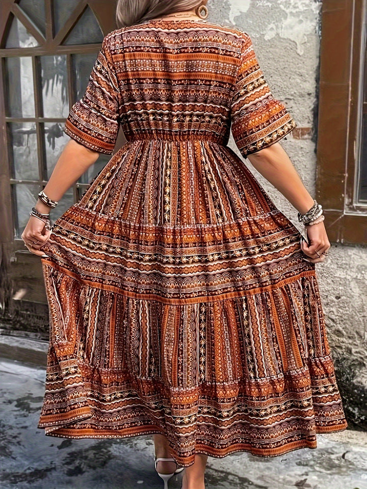 Annabelle | Boho Midi Dress Flowy Printed
