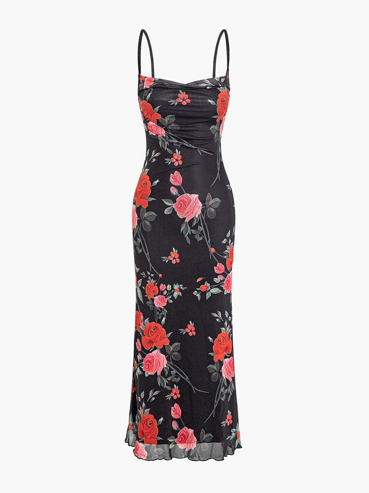 Marigold | Floral Summer Maxi Dress Spaghetti Strap