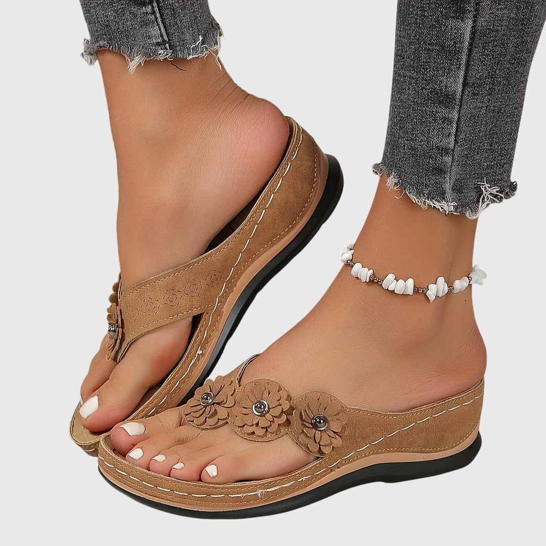 Alexis | Orthopedic Flip Flops with Floral Detail