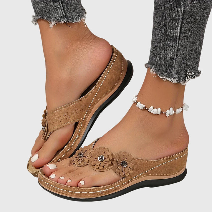 Alexis | Orthopedic Flip Flops with Floral Detail