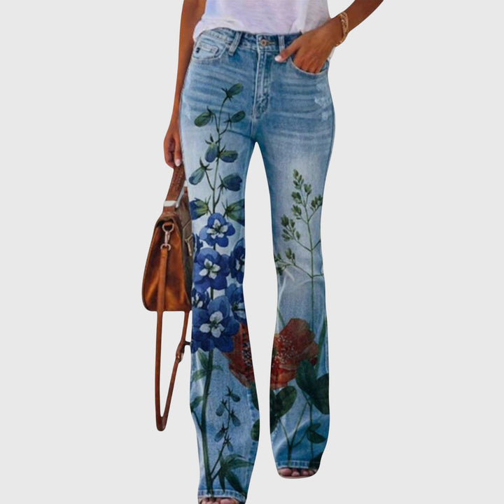 Josie | Flared Jeans with Floral Print and High Waist