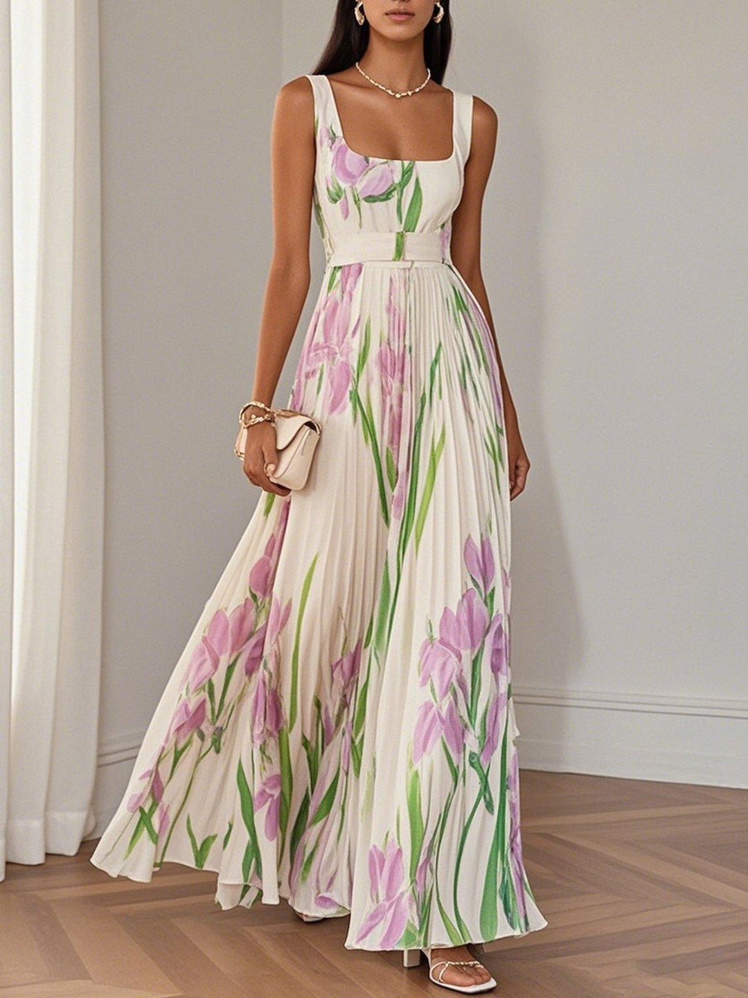 Erica | Boho Floral Maxi Dress A-Line