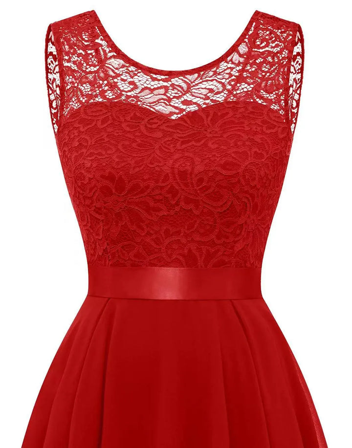 Olivia | Cocktail Dress with Round Neck and High-Low Hem