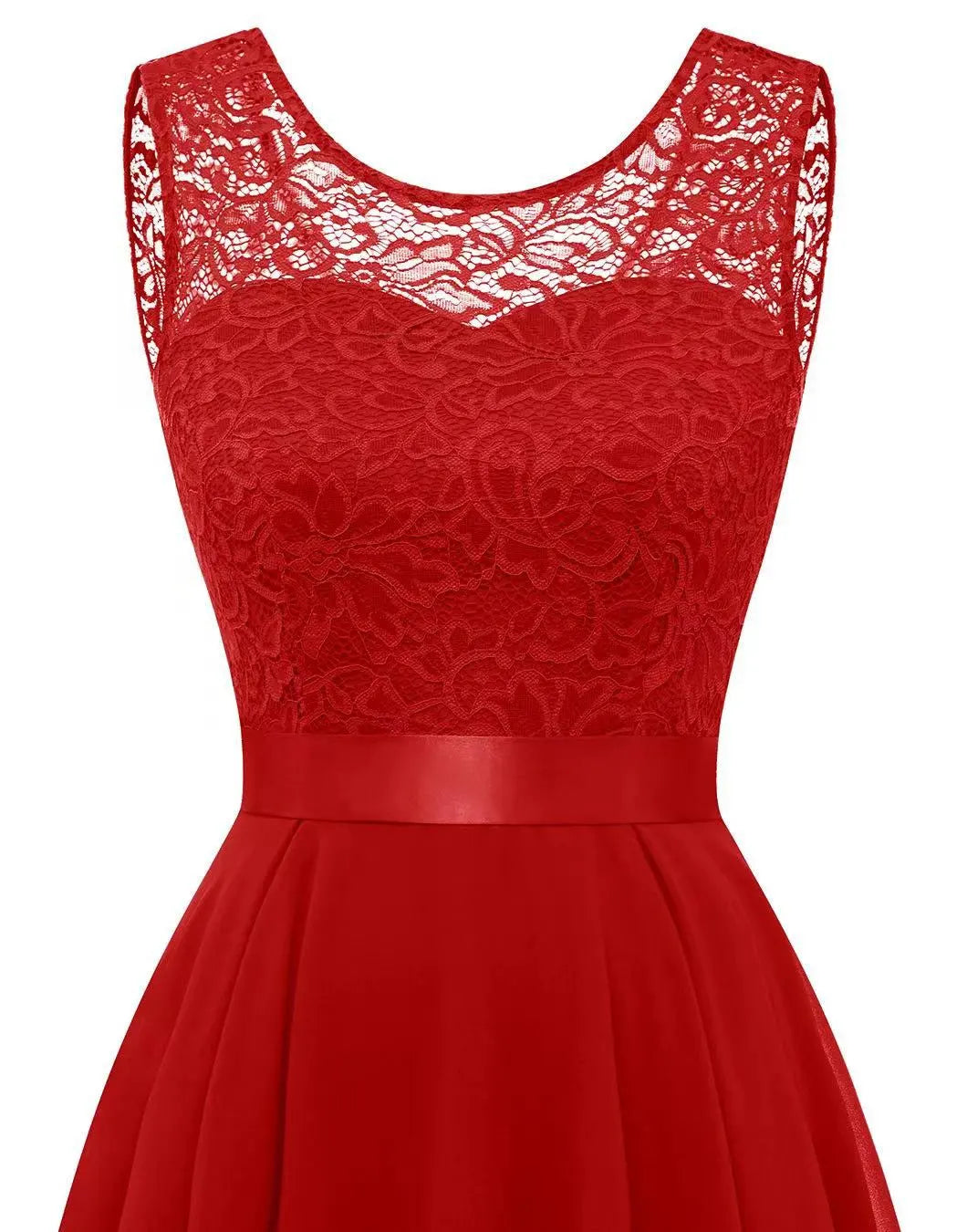 Alexis | Midi Wedding Guest Dress with High-Low Hem and Round Neck