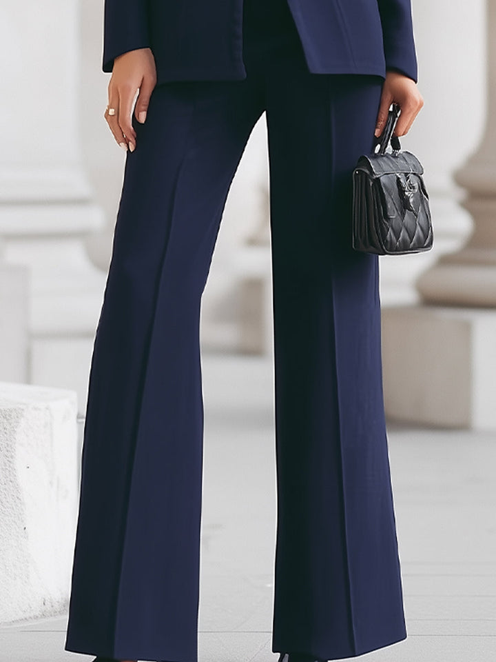 Nadia | Blazer Set with Flared Trousers and Stand Collar
