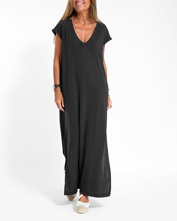Lucy | Maxi Summer Dress with V-Neck and Side Slits