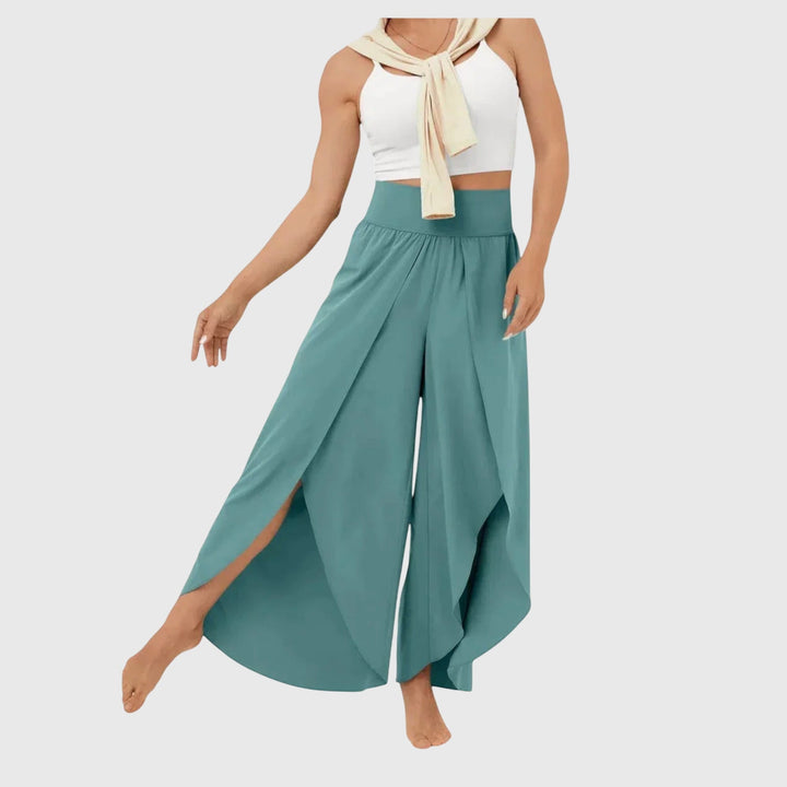 Sasha | Wide Leg Palazzo Trousers with Side Split and Elastic Waist
