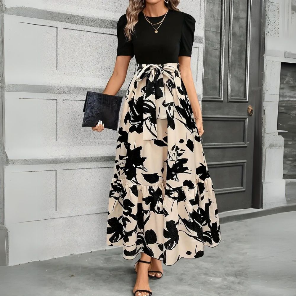 Hannah | Maxi Summer Dress with Floral Print and Tie Waist