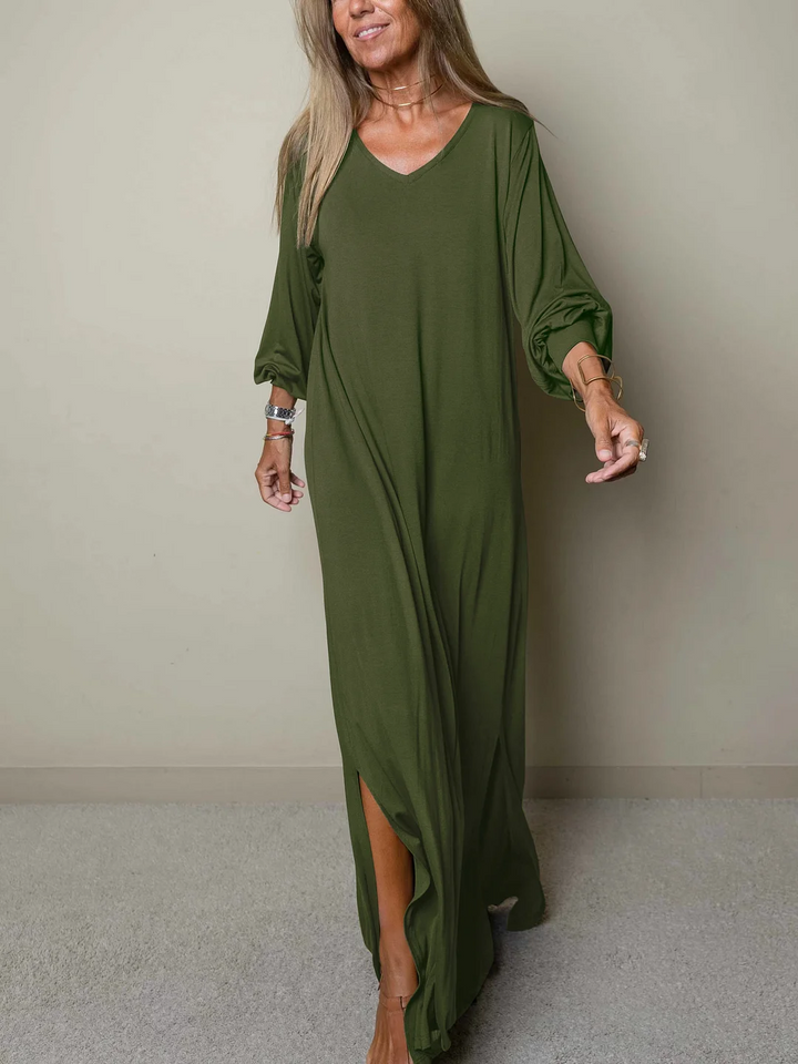 Millie | Maxi Summer Dress with V-Neck and Side Slit