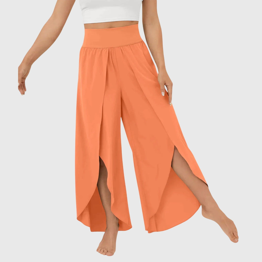 Sasha | Wide Leg Palazzo Trousers with Side Split and Elastic Waist