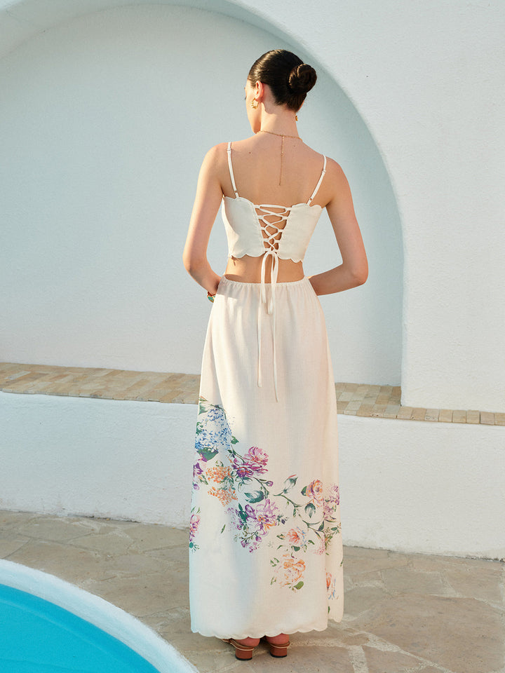 Greta | Summer Maxi Dress Apricot Casual