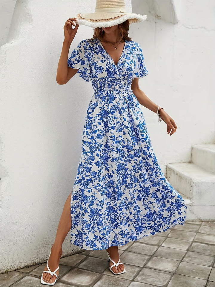Elizabeth | Maxi Summer Dress with Boho Print and Smocked Waist