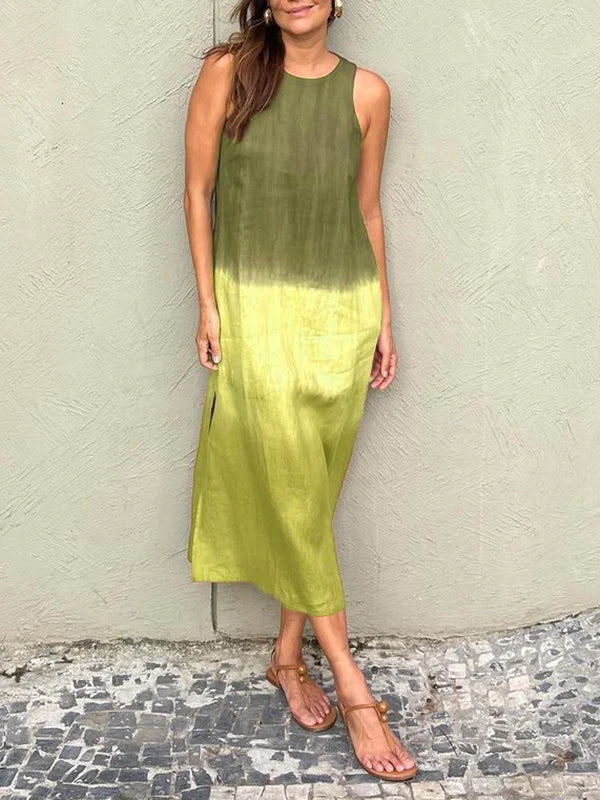 Mara | Midi Summer Dress with Round Neck and Gradient Print