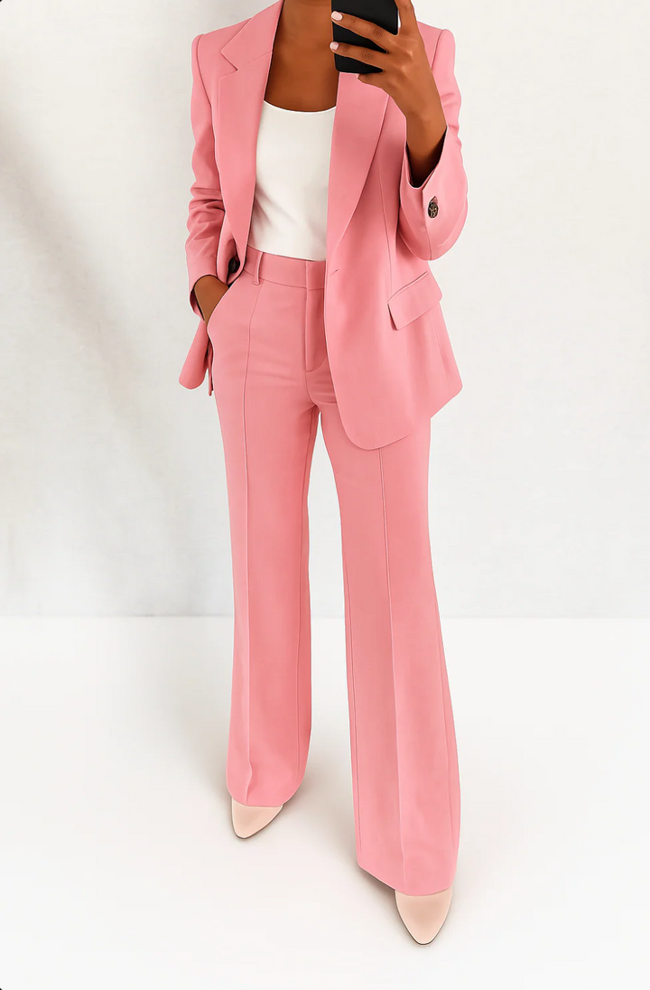 Leila | Blazer Set with Wide Leg Trousers and Single Button