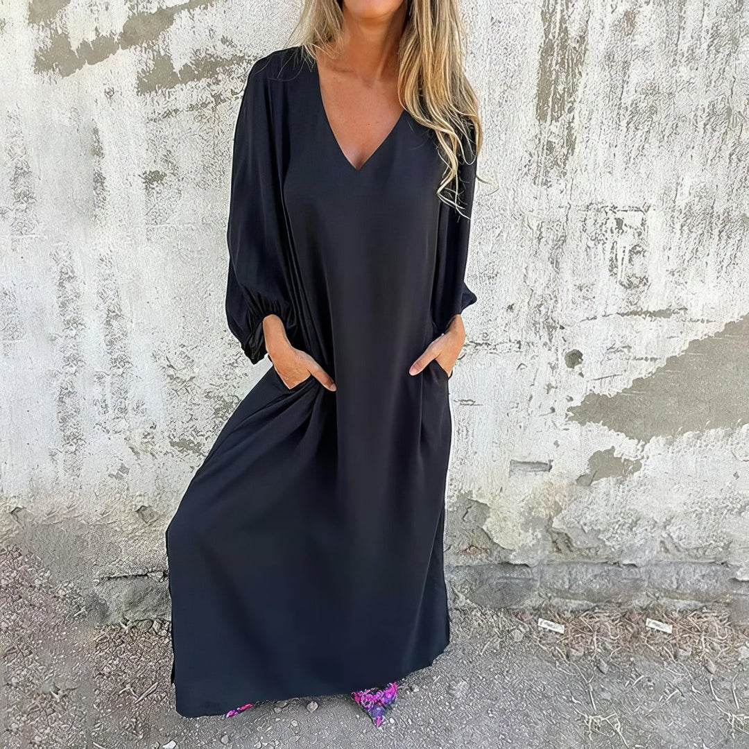 Lillian | Maxi Summer Dress with V-Neck and Long Sleeves