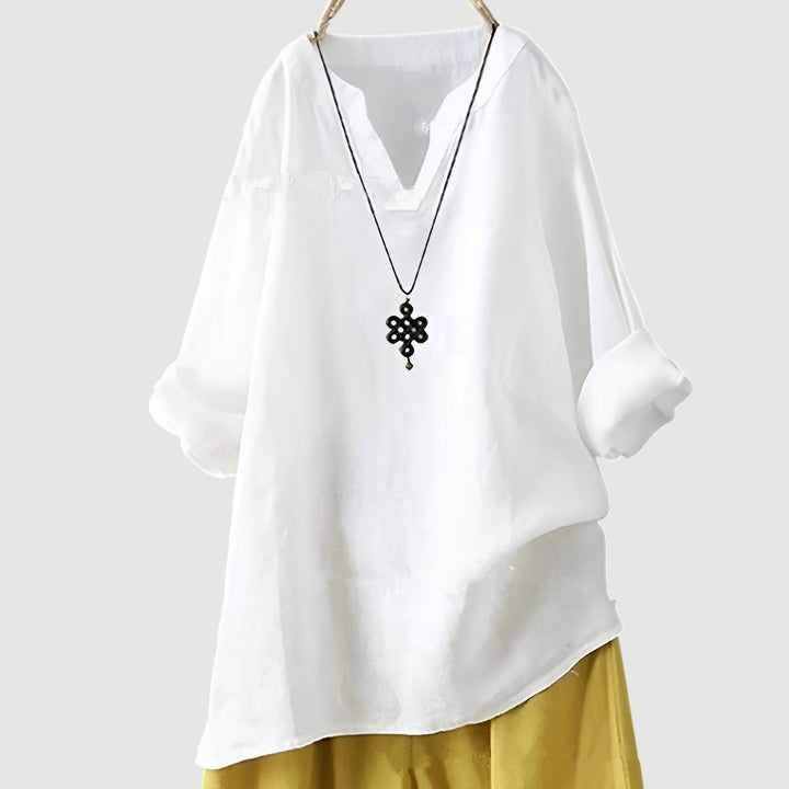 Fern | Relaxed Fit Blouse with V Neckline and Long Sleeves