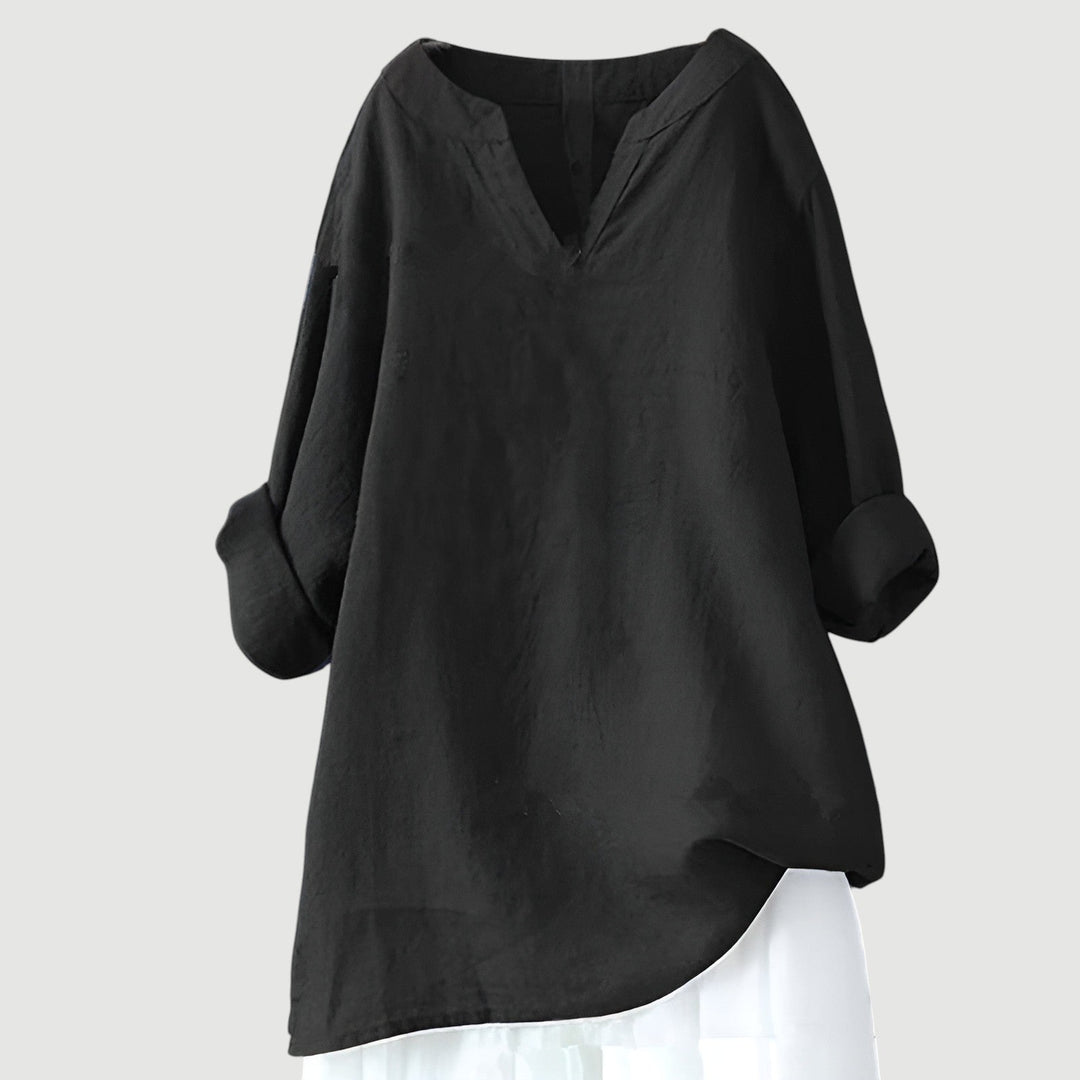 Fern | Relaxed Fit Blouse with V Neckline and Long Sleeves