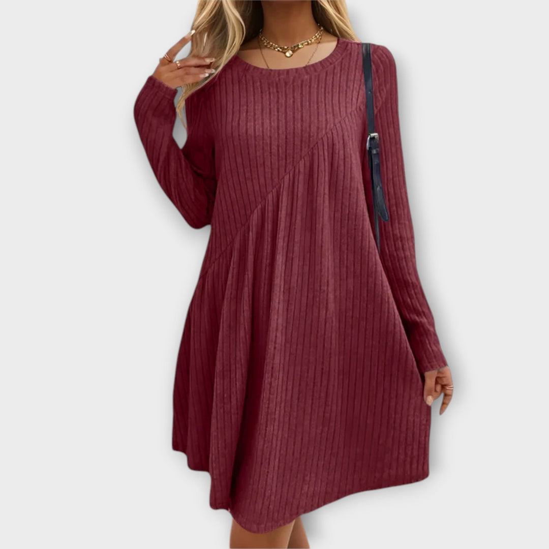 Diana | Mini Spring Dress with Round Neck and Tiered Skirt
