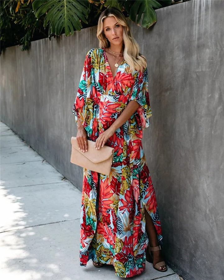 Victoria | Maxi Summer Dress with Floral Print and Empire Waist