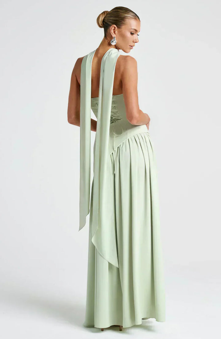 Fiona | Maxi Wedding Guest Dress with Strapless Bodice and Asymmetric Hem