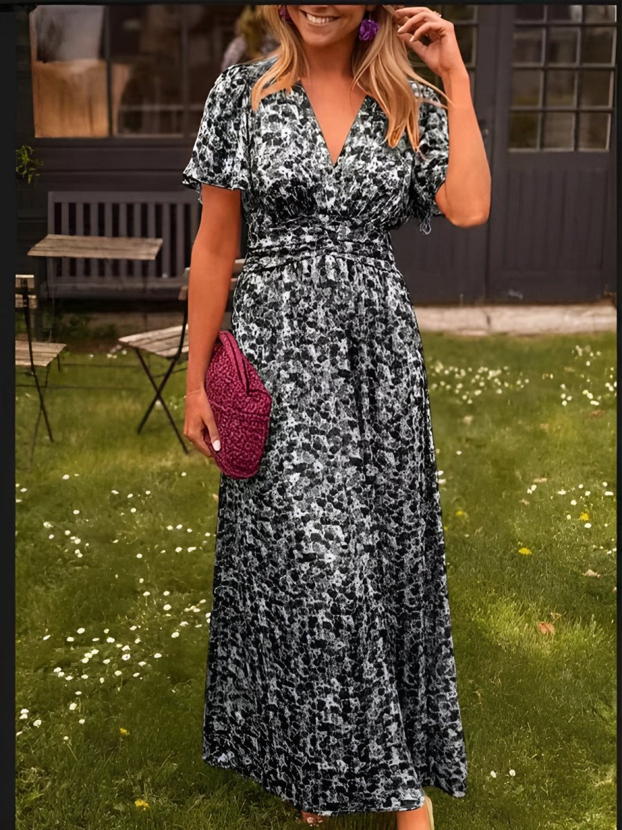 Nancy | Maxi Summer Dress with Floral Print and Pleated Waist
