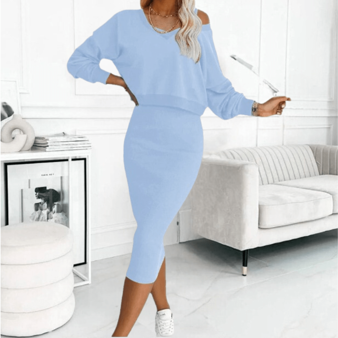 Nell | Co-ord Set with Sweatshirt Top and Midi Pencil Skirt