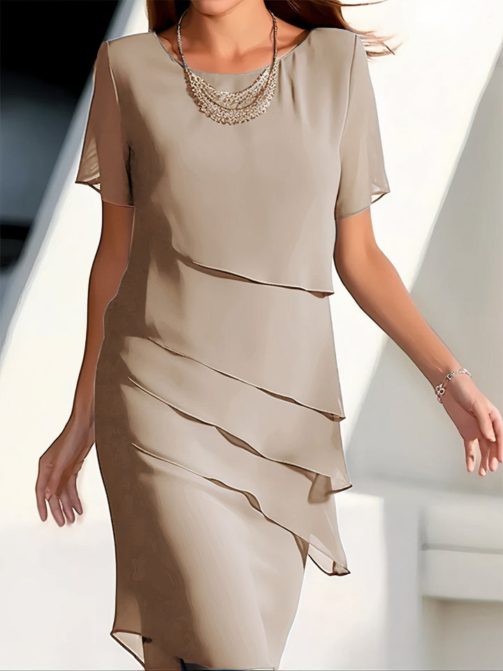 Arya | Midi Cocktail Dress with Tiered Ruffles