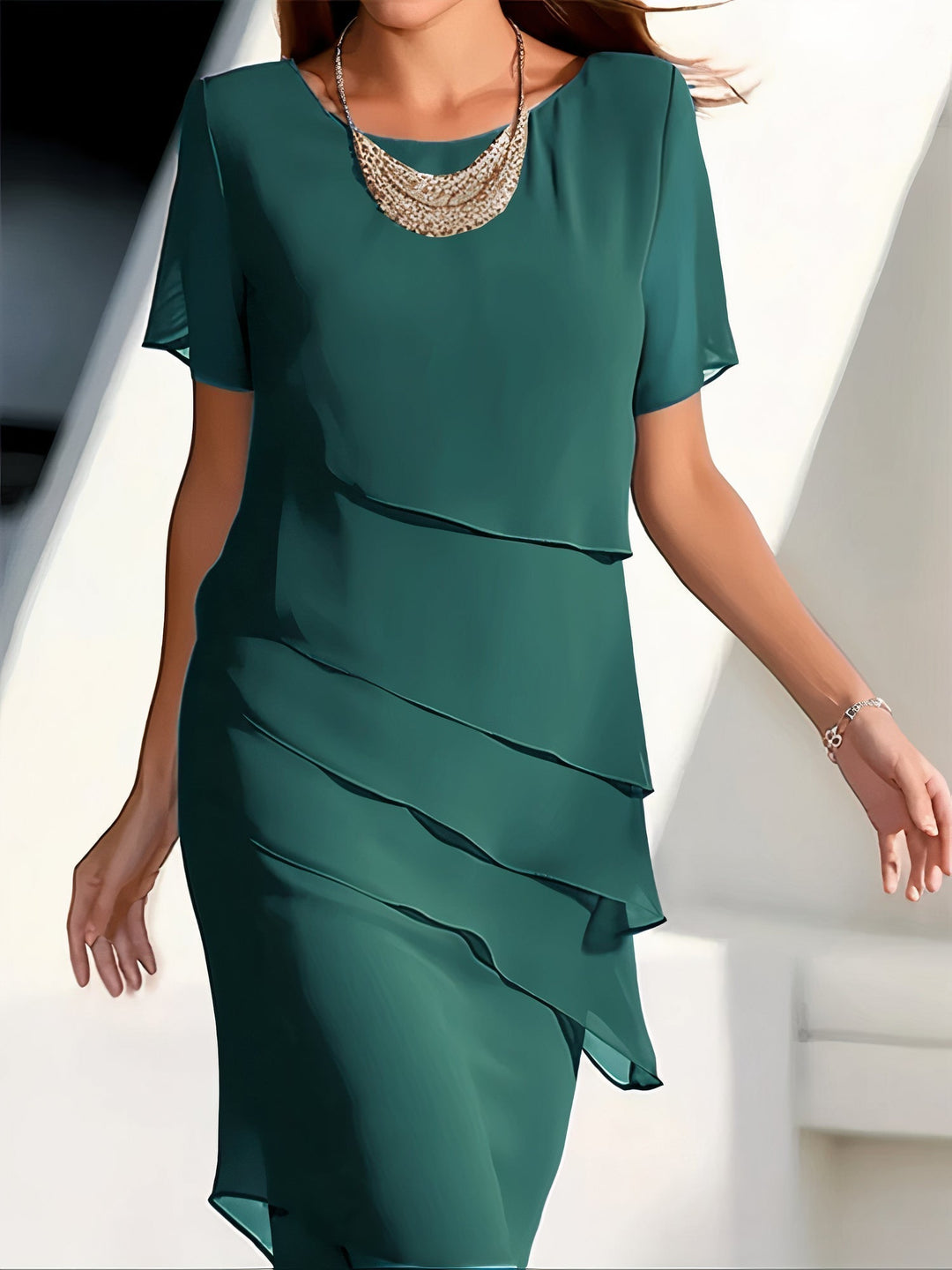 Arya | Midi Cocktail Dress with Tiered Ruffles