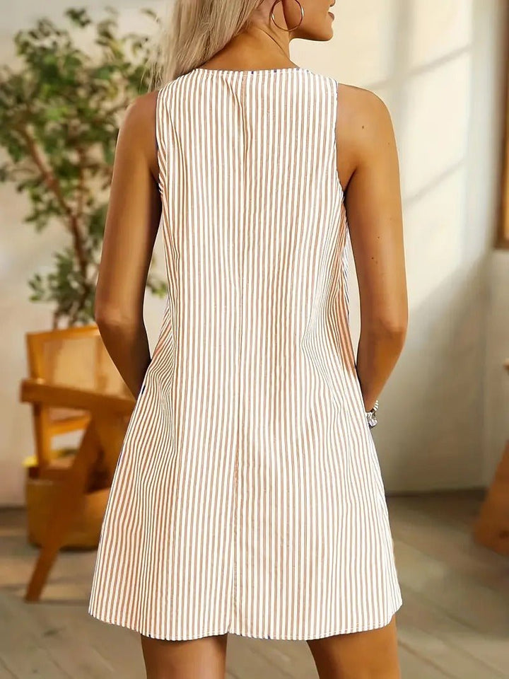 Avery | Mini Summer Dress with Vertical Stripes and Side Pockets