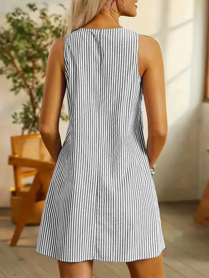 Avery | Mini Summer Dress with Vertical Stripes and Side Pockets