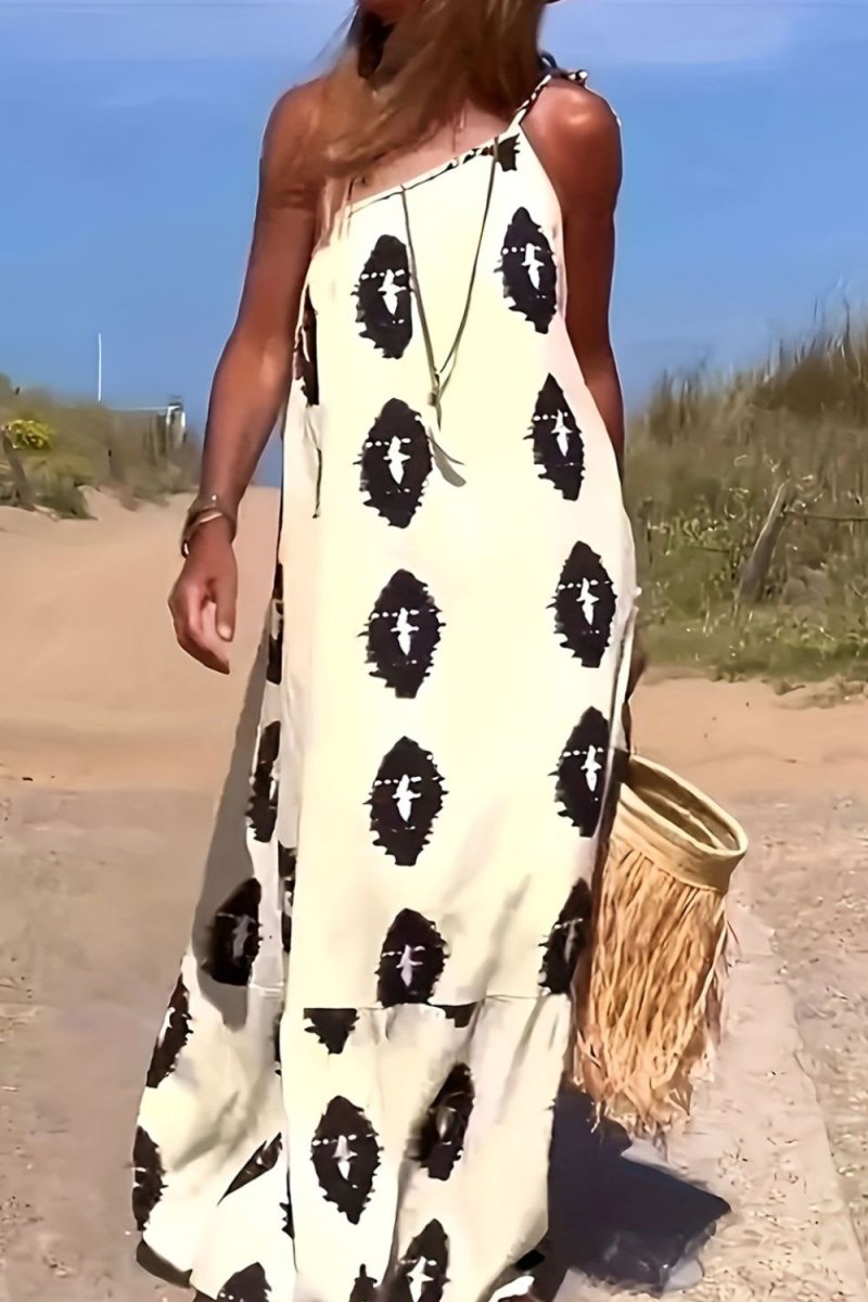 Eliza | Maxi Summer Dress with One Shoulder and Boho Print