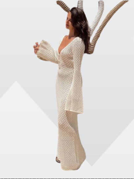 Isla | Maxi Summer Dress with Crochet Detail and Bell Sleeves