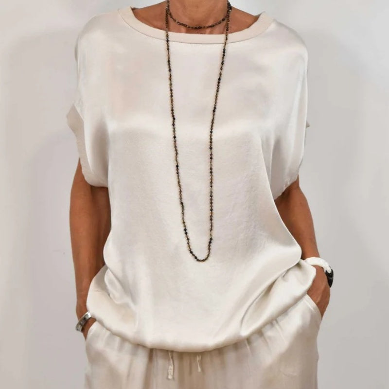 Luna | Matching Set with Wide Leg Trousers and Tie Waist Top