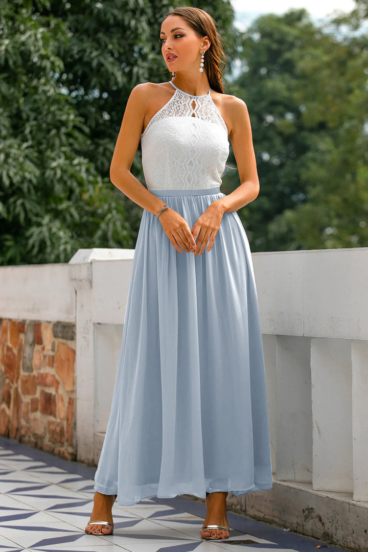 Claire | Maxi Halter Neck Dress with Flared Skirt