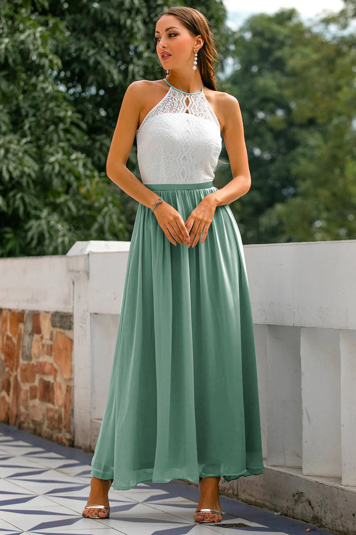 Claire | Maxi Halter Neck Dress with Flared Skirt