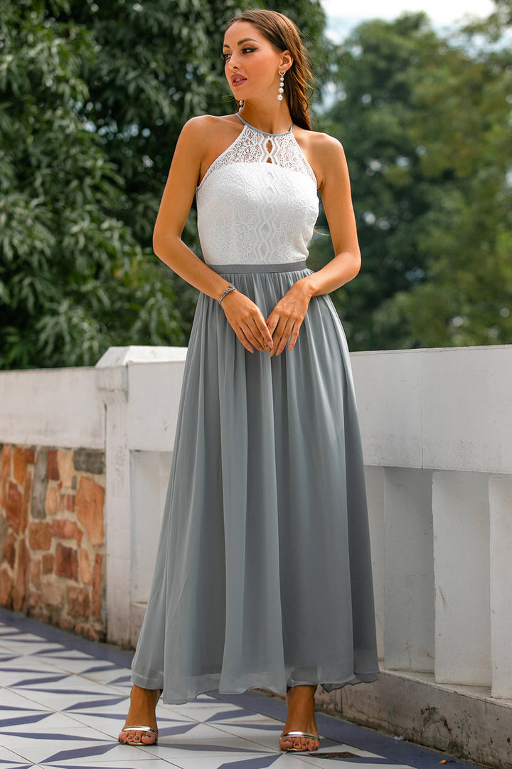 Claire | Maxi Halter Neck Dress with Flared Skirt